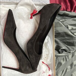 Christian Louboutin Dark Gray Suede Heels